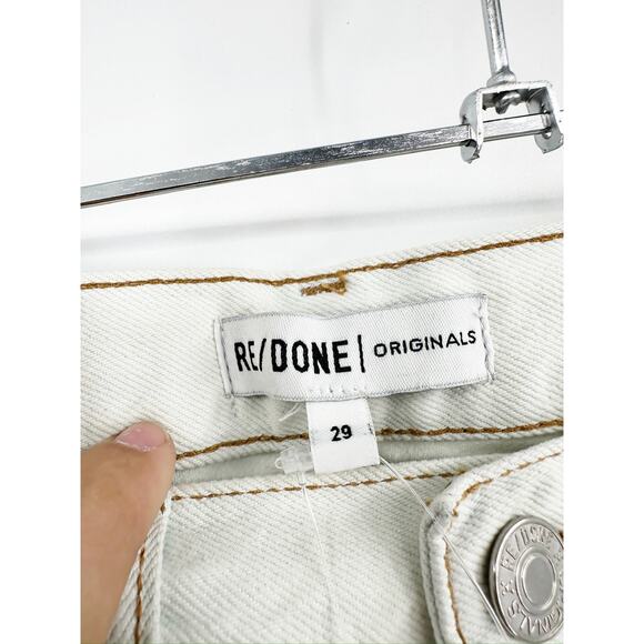 RE/DONE Wide Leg High Rise Raw Hem Bleach Light Wash Crop Jeans Size 29 NWD - Picture 6 of 8